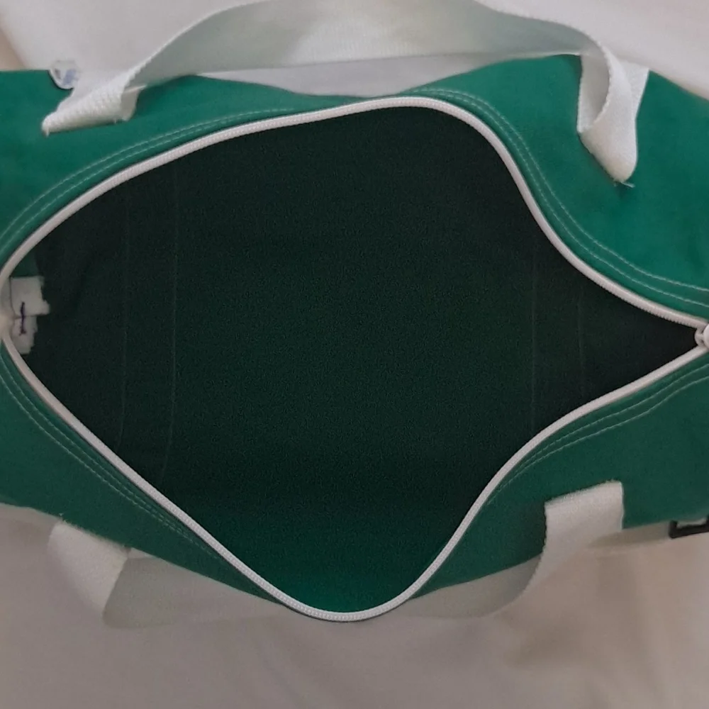 Green and White Cheerleader Canvas Barrel Duffle Gym Bag